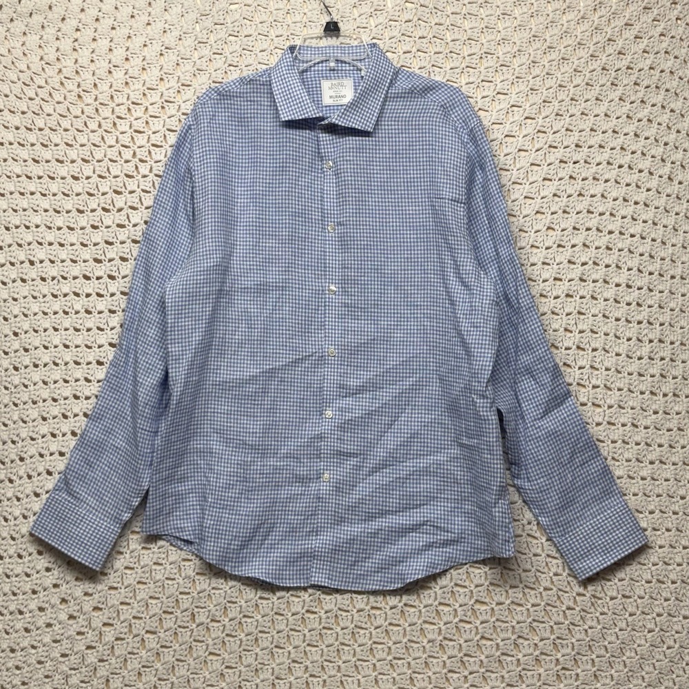 Murano Baird McNutt 100%Linen Shirt Mens XL Blue Long Sleeve Button Up